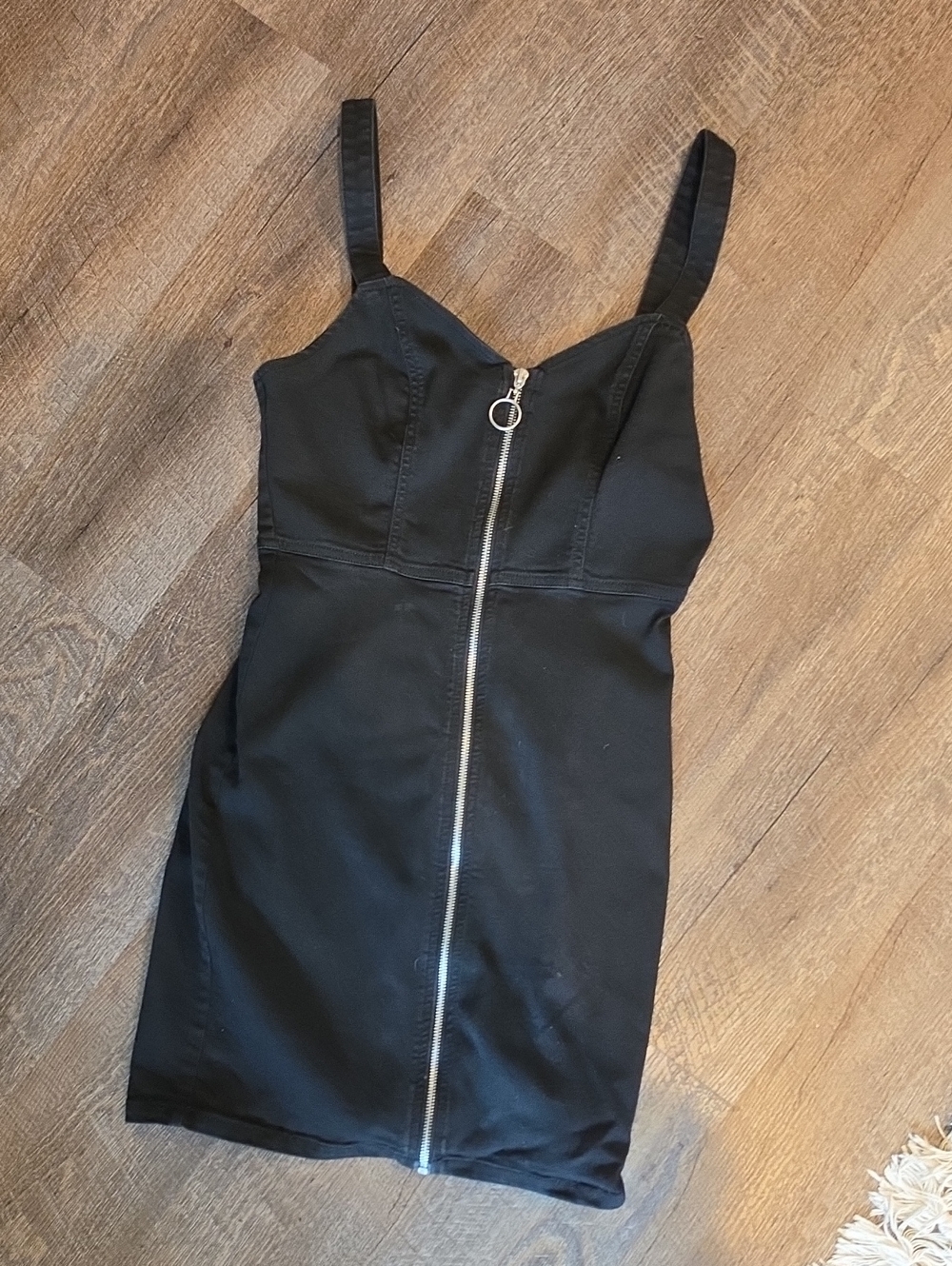 Guess Black Zip-Front Mini Dress